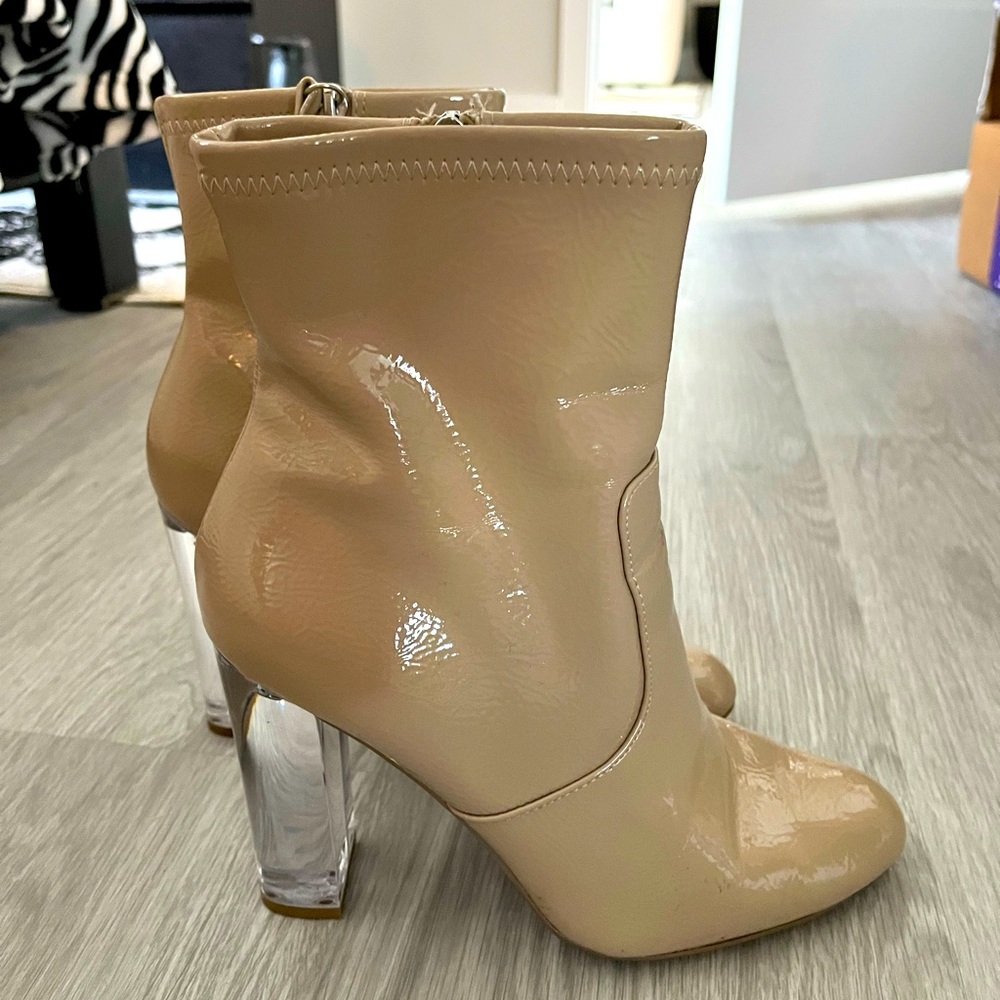 Nude Steve Madden Patent Leather Booties